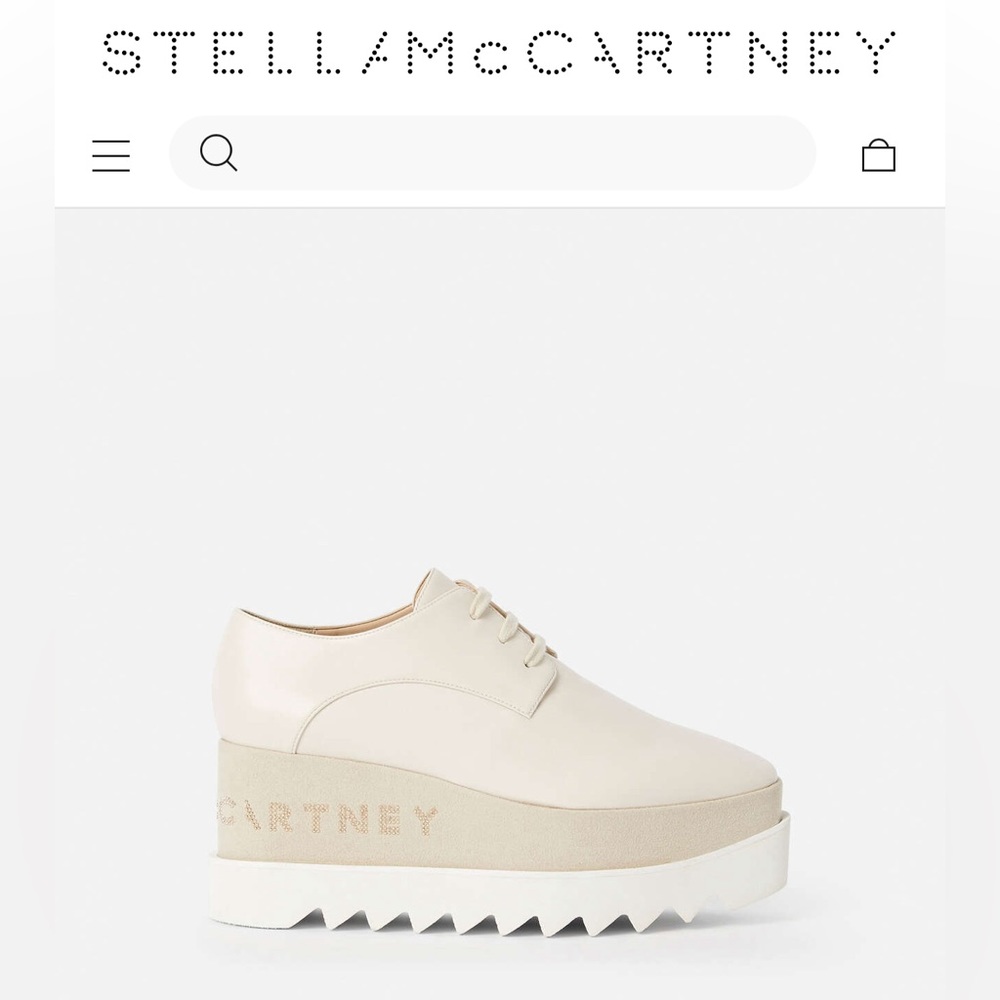 Stella McCartney Ivory and Beige Platform Lace-Up Sneakers - Picture 4 of 9